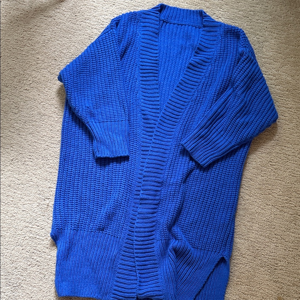 Commense Electric Blue Chunky Open-Front Cardigan